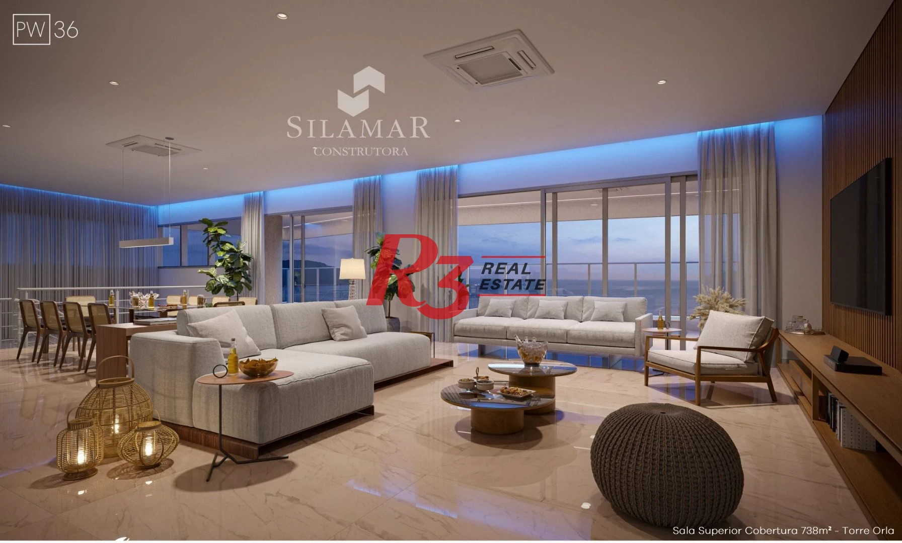 Apartamento com 3 suítes de frente para a praia no Gonzaga à venda, 224 m² por R$ 4.340.000  - Santos/SP