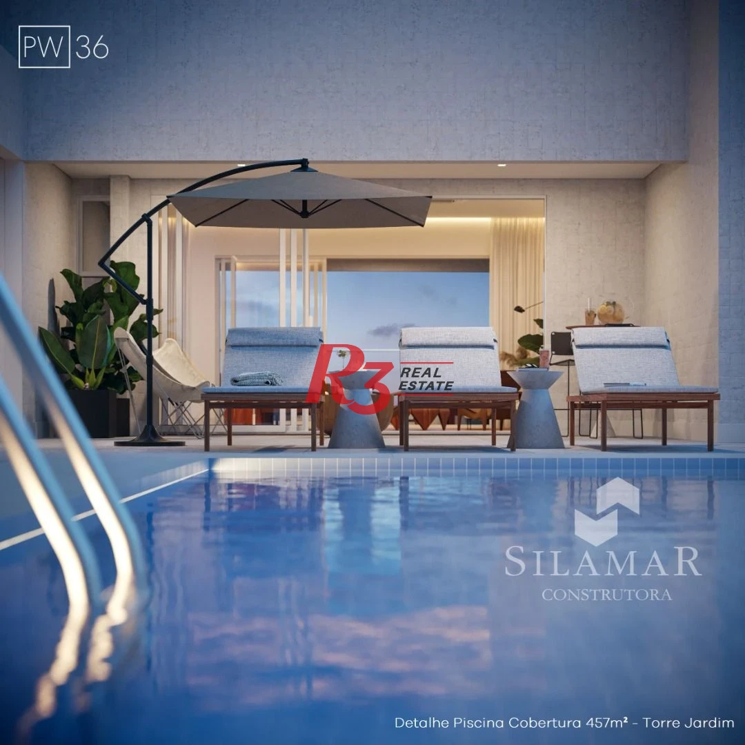 Apartamento com 3 suítes de frente para a praia no Gonzaga à venda, 224 m² por R$ 4.340.000  - Santos/SP