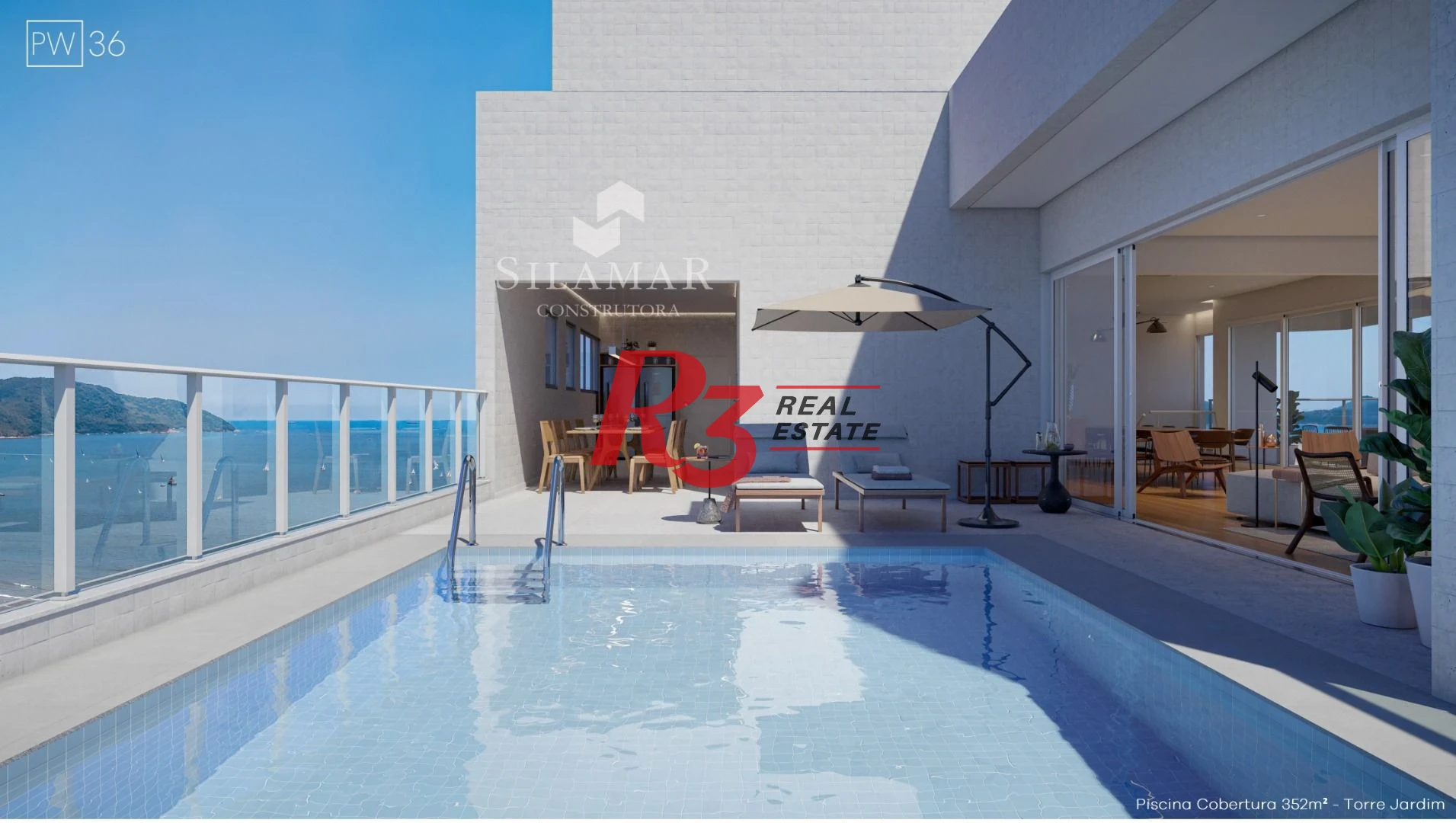 Apartamento com 3 suítes de frente para a praia no Gonzaga à venda, 224 m² por R$ 4.340.000  - Santos/SP