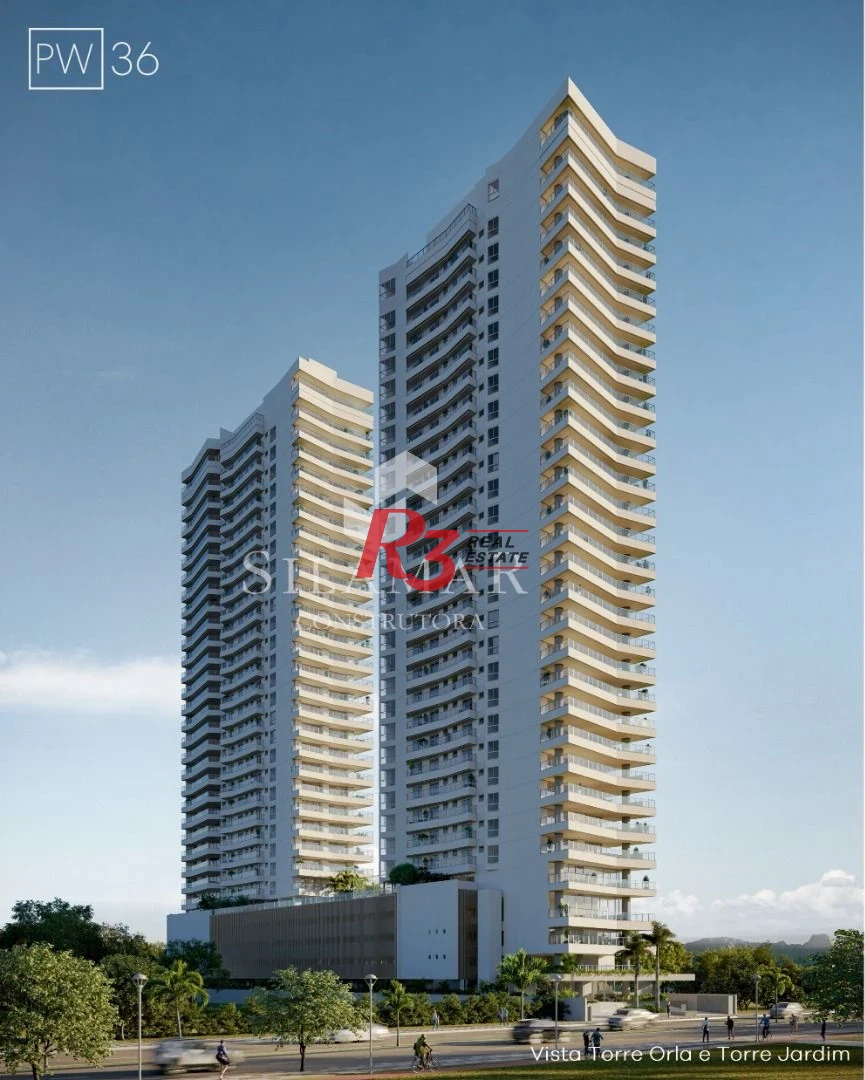 Apartamento com 3 suítes de frente para a praia no Gonzaga à venda, 224 m² por R$ 4.340.000  - Santos/SP