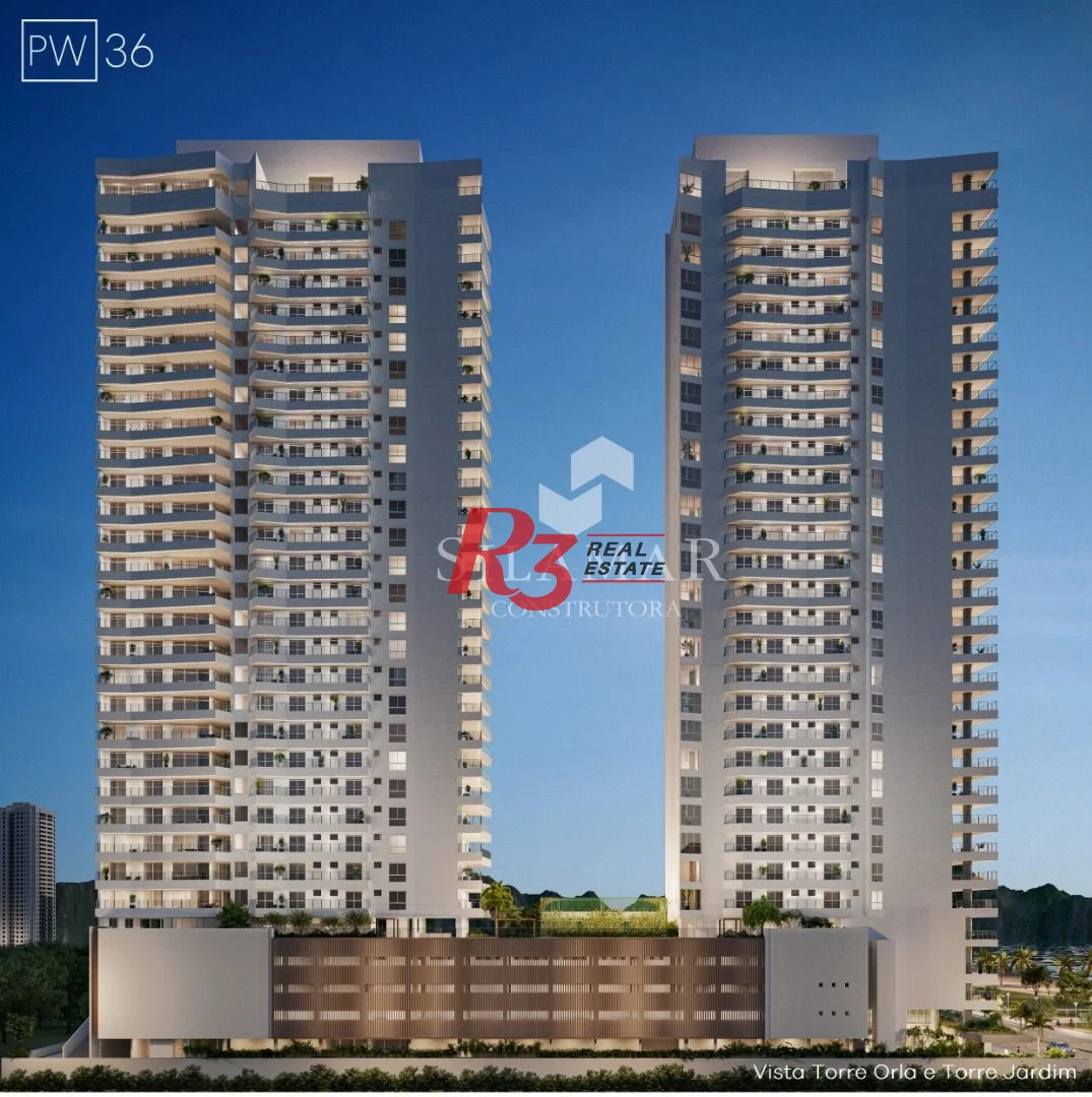 Apartamento com 3 suítes de frente para a praia no Gonzaga à venda, 224 m² por R$ 4.340.000  - Santos/SP